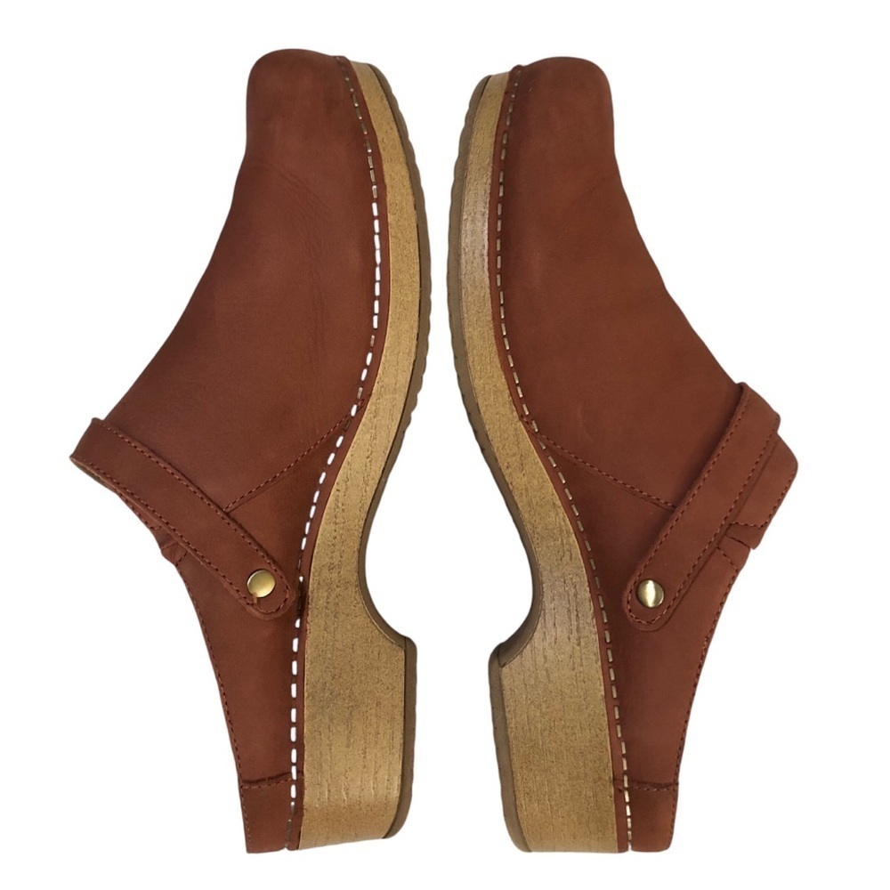 Dansko Berry Cinnamon Nubuck Burnished Leather Clogs Buckle size 11.5-12 US - Picture 6 of 11